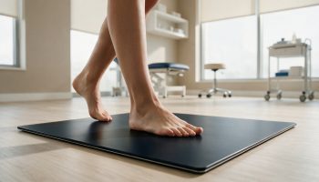 Analyse de l’appui du pied au sol sur plateforme baropodométrique, podologie à Sarlat, Dordogne